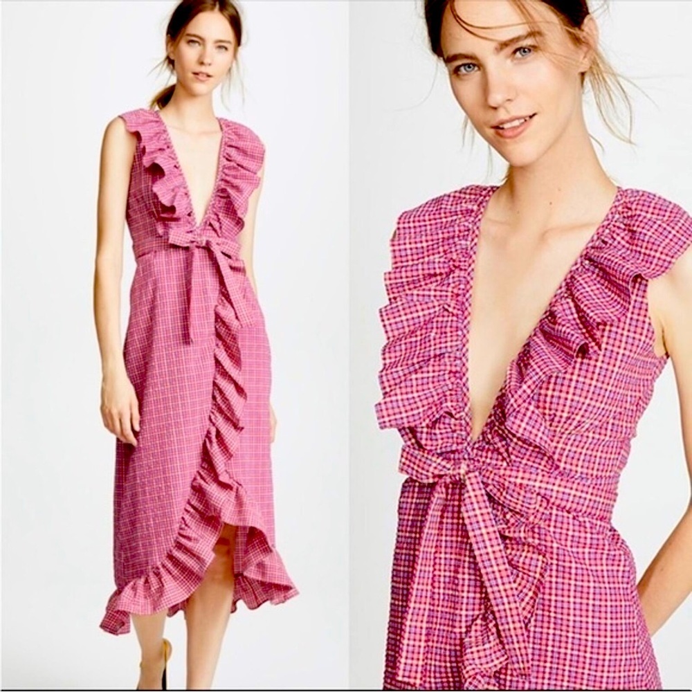 MISA Los Angeles Stella Ruffle Plaid Wrap Dress. XS.  **SOLD OUT**